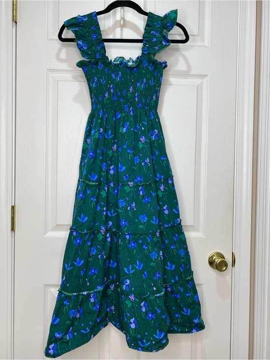 Hill House Dresses & Skirts - Hill House Green and Blue Floral Smocked Neck Dress
